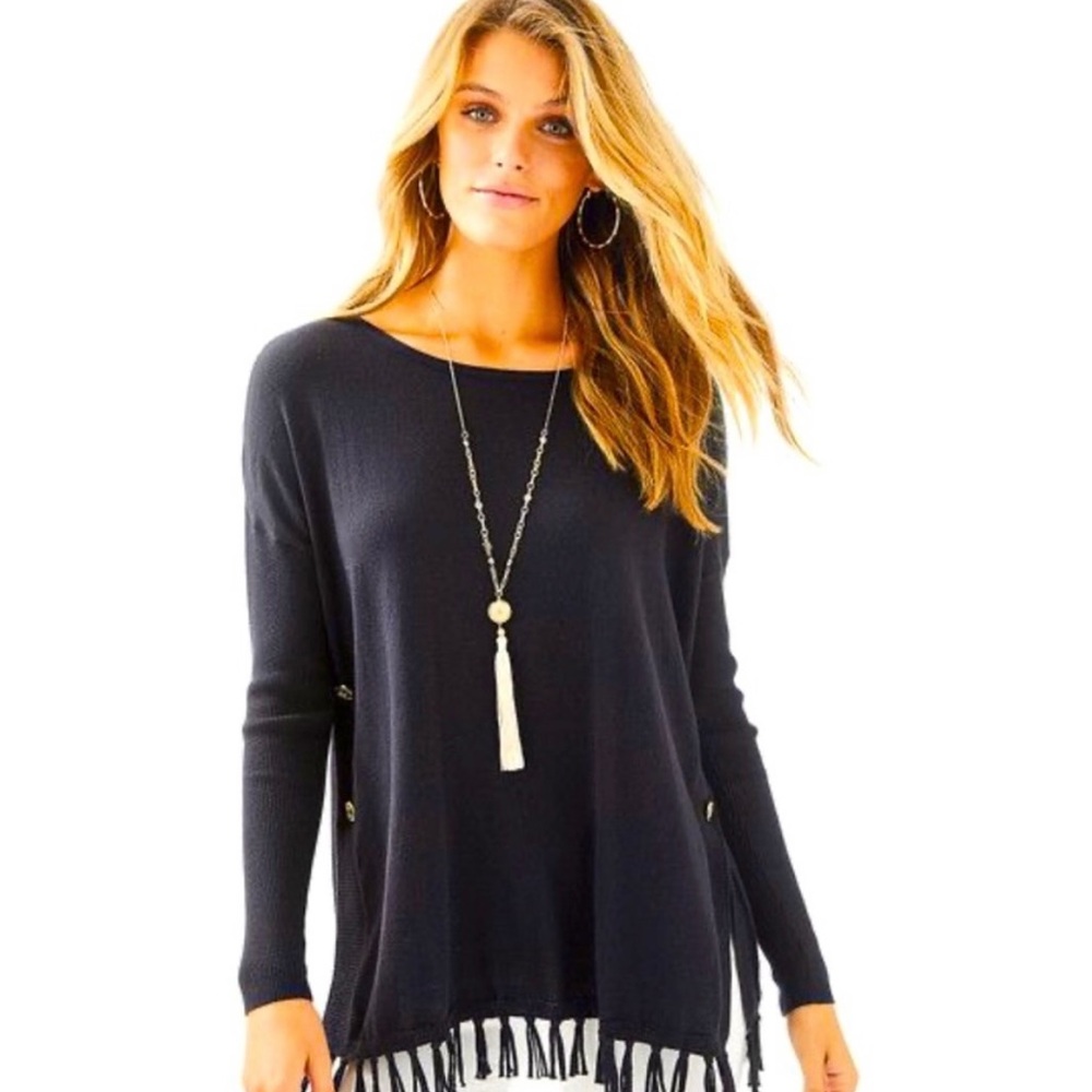 Blue Fringe Sweater